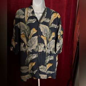 Tommy Bahama Navy Tropical Leaf Shirt Jacket